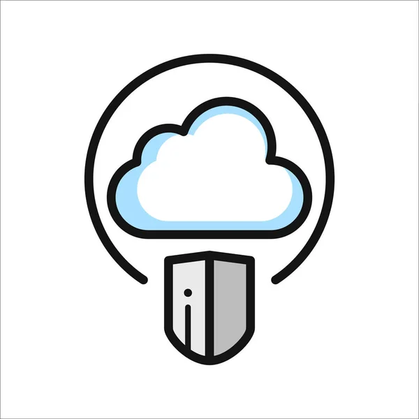 Cloud ochrana ikony barva — Stockový vektor