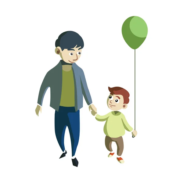 Πατέρας και γιος περπάτημα Εικονογράφηση Σχεδιασμός — Διανυσματικό Αρχείο
