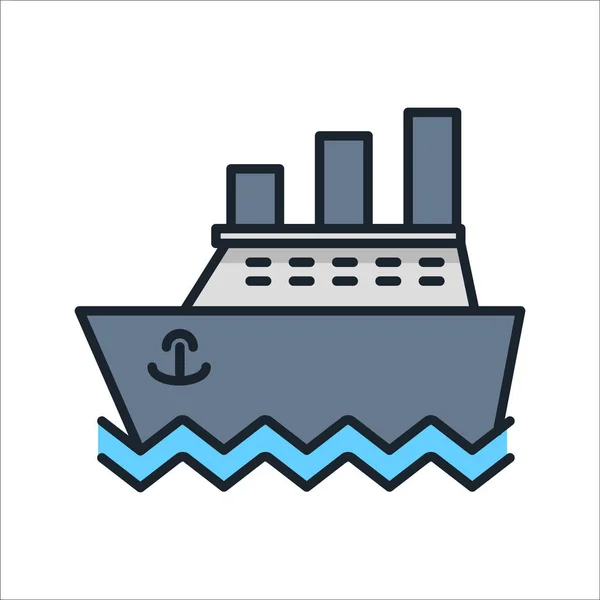 Ocean liner voyage ikon färg — Stock vektor