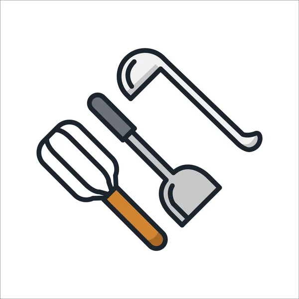 Keuken hulpmiddelen pictogram kleur — Stockvector