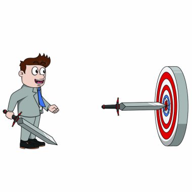 İş adamı hedefi kılıçla vurdu.