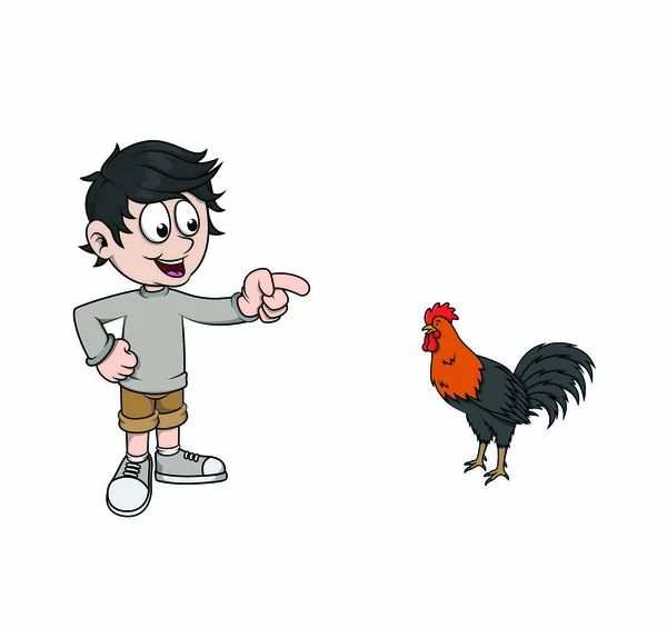 Children Pointed Rooster Vector — Stock Vector