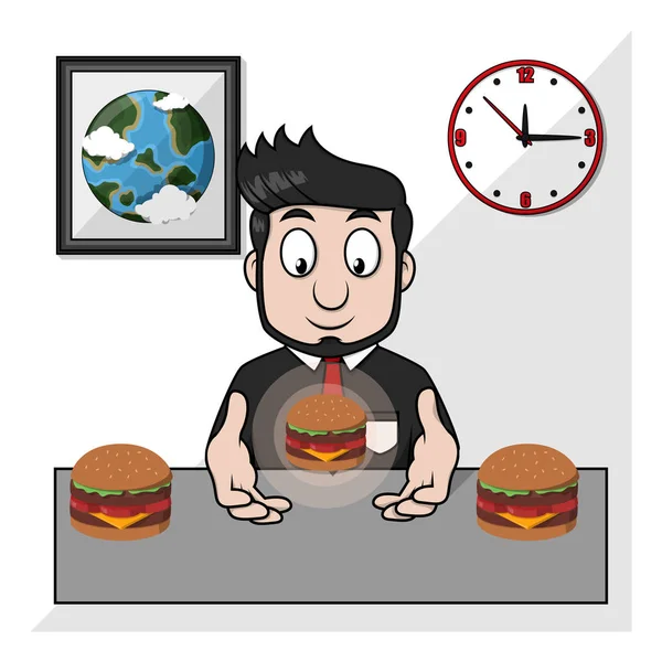 Επιχειρηματίας Burger Στο Χέρι Διάνυσμα — Διανυσματικό Αρχείο