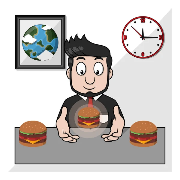 Business Man Burger Hand Vector — стоковый вектор