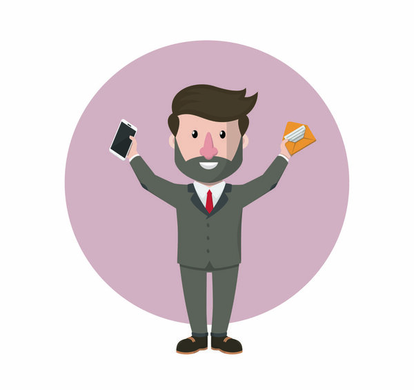 businessman holding smartphone and message