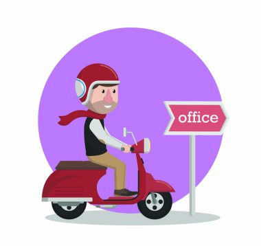 İş adamı motorsikleti ofise git
