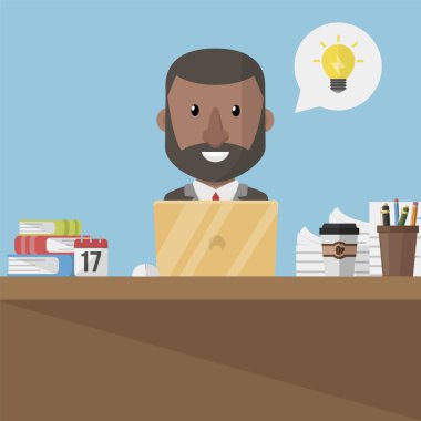 Yenileme için düşünen zeki bir işadamı.