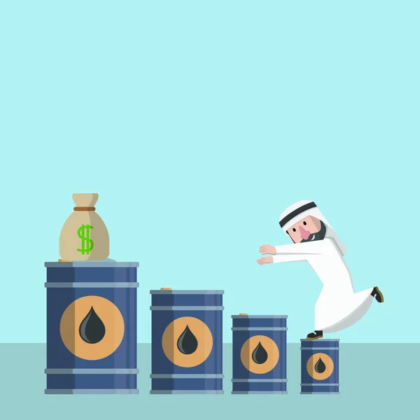 Hombre Negocios Árabe Carta Petrolera — Archivo Imágenes Vectoriales