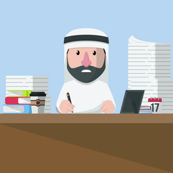 Homme Affaires Arabien Trop Fatigué Pour Travailler Illustration De Stock