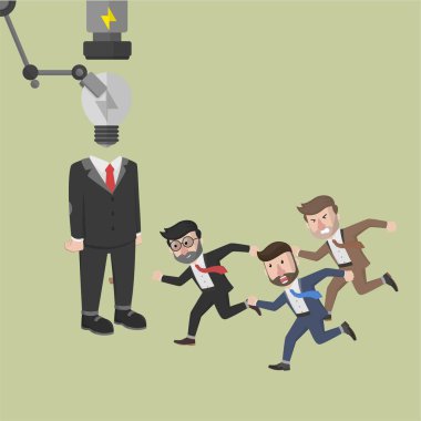 Çalışanlardan biri robotu kurtarıyor.