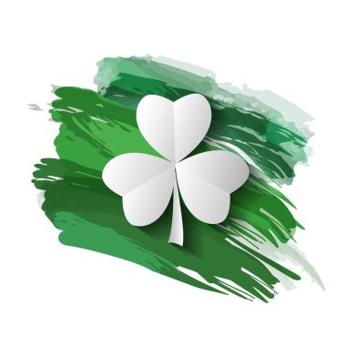 Yeşil fırça darbelerinin arka planındaki Yonca