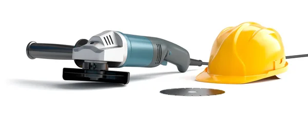 Angle grinder och konstruktion hjälm — Stockfoto