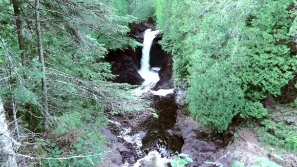 High Fallas Waterfall Grand Portage State Park Canada Border Tallest — Stock Video