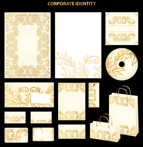 Gouden Business stijlsjablonen met abstracte patroon. Vector — Stockvector