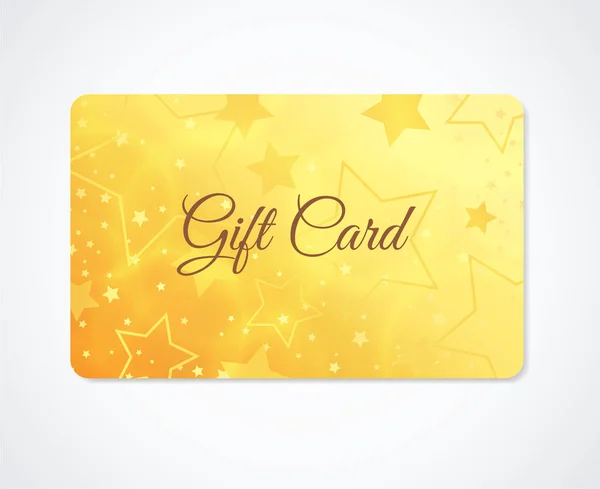 Gift card, Gift coupon, (sconto, biglietto da visita) con scintillante, scintillante stelle modello (texture). Progettazione di sfondo vacanza per invito, biglietto. Vettore — Vettoriale Stock