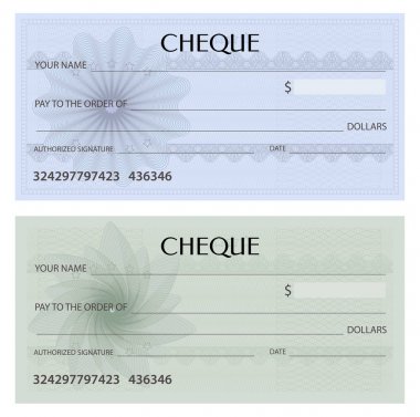 Onay (Çek), Çek defteri şablon. Filigran, Guillochlu desenle gökadasında. Banknot, para tasarım, para birimi, banka için arka plan dikkat, çeki, hediye çeki, kupon, Bilet