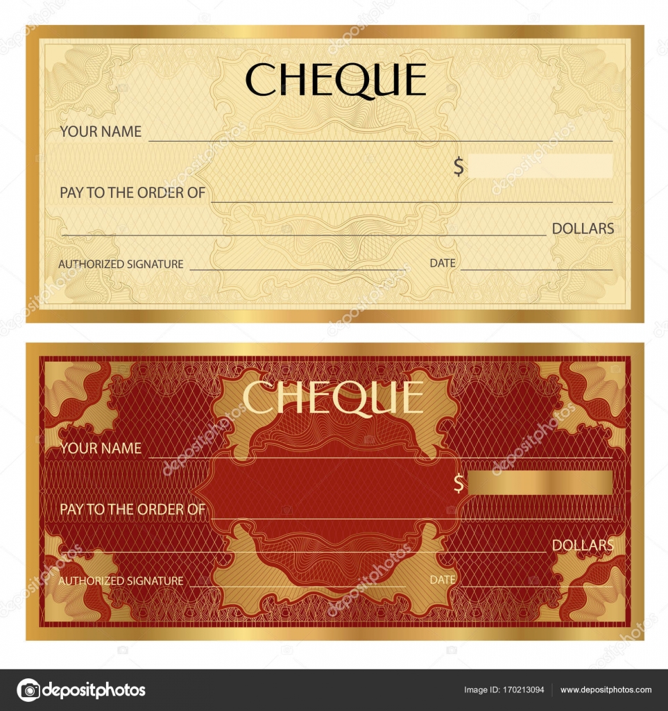Check Cheque Chequebook Template Guilloche Pattern With Watermark Spirograph Background For Banknote Money Design Currency Bank Note Voucher Gift Certificate Coupon Ticket Stock Vector C Shiny777 170213094