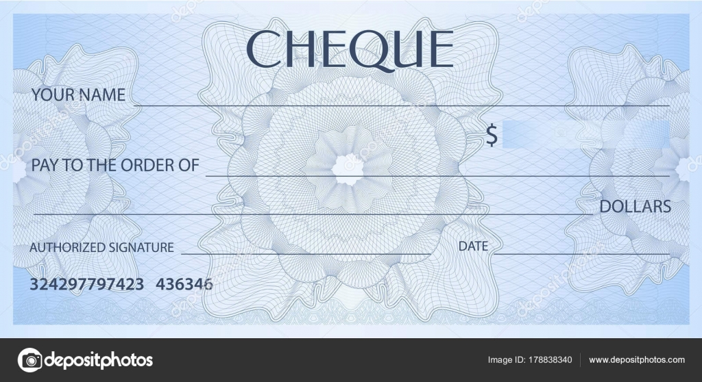 Check Cheque Chequebook Template Guilloche Pattern Watermark Spirograph ...