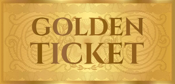 Gold Ticket Golden Token Coupon Isolated White Background Useful Any — Stock Vector