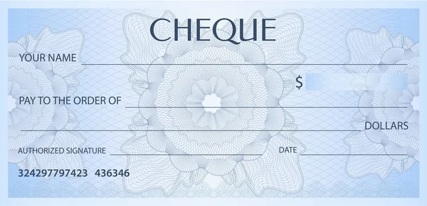 Cheque Cheque Plantilla Chequera Patrón Guilloche Con Marca Agua Espirógrafo — Vector de stock