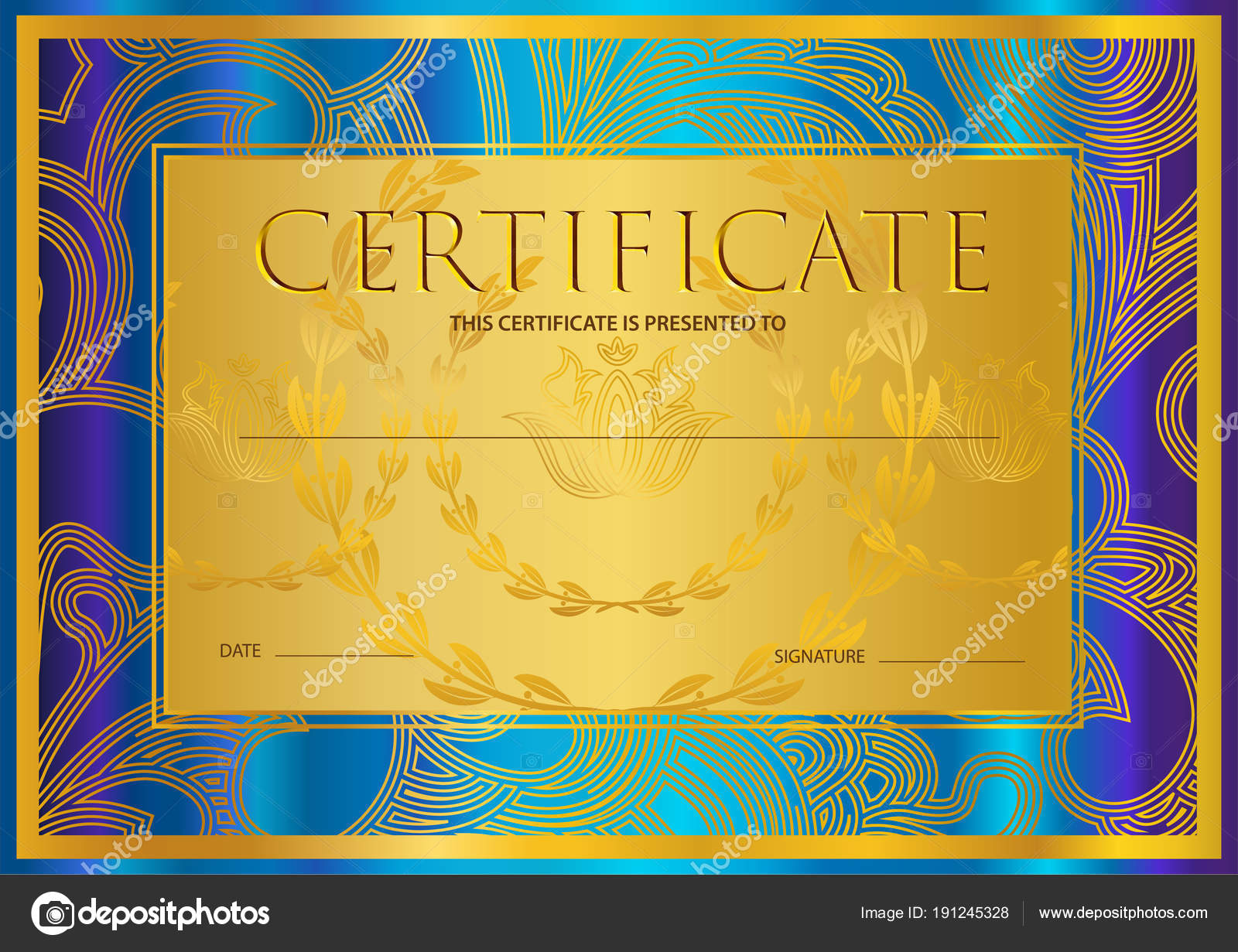 Certificate Diploma Golden Design Template Colorful Background For Scroll Certificate Templates