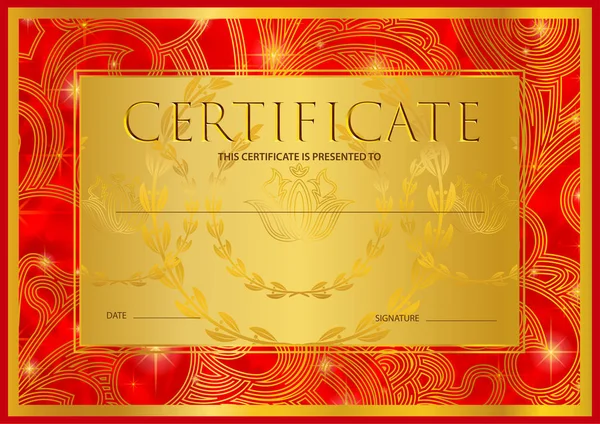 Certificado Diploma Plantilla Finalización Plantilla Diseño Abstracto Fondo Dorado Con — Vector de stock