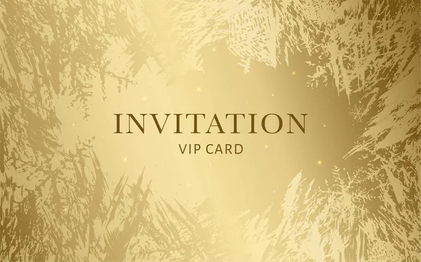 Plantilla Invitación Vip Lujo Con Fondo Dorado Patrón Decorativo Textura — Archivo Imágenes Vectoriales