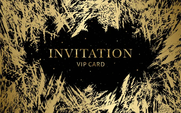 Luxueux Modèle Invitation Vip Avec Fond Noir Motif Décoratif Texture — Image vectorielle