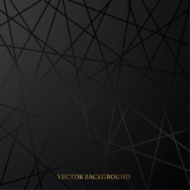 Soyut çizgileri olan siyah arkaplan (geometrik şekiller). Herhangi bir tasarım, sunum, kapak vs. için vektör arkaplanı.