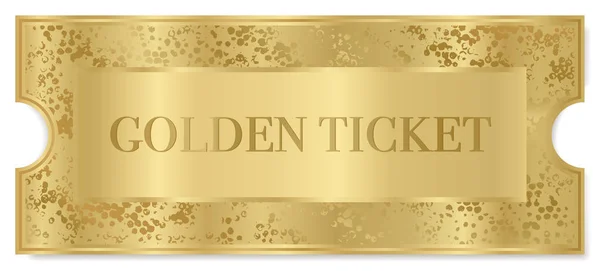 Golden Ticket Gold Background Reward Card Design Useful Coupon Any — Stock Vector