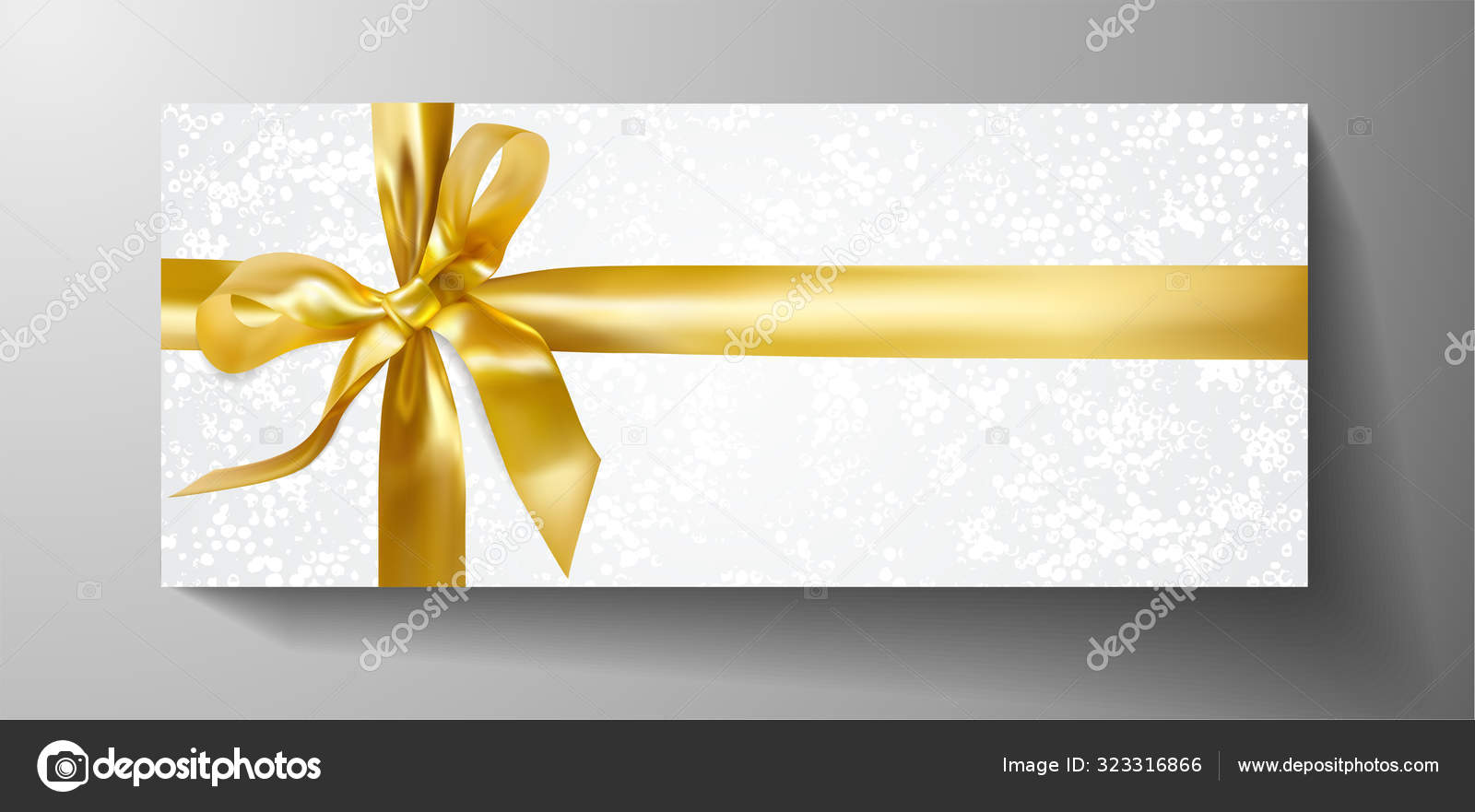 礼券或邀请函模板带有华丽的金弓带白色纹理背景节日礼券的高级级空白设计图库矢量图©Shiny777 323316866, image size:1600x881