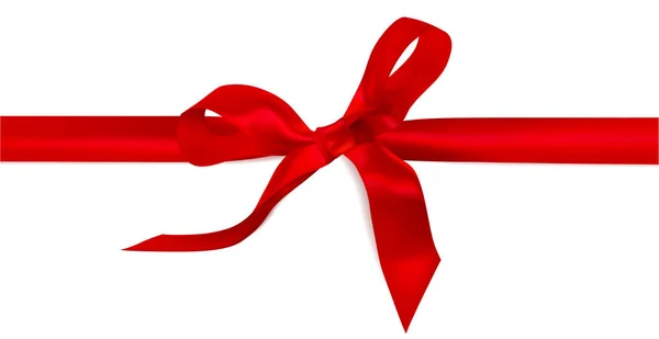 Arco Vermelho Fita Isolada Para Férias Cartão Natal Cartão Aniversário — Vetor de Stock