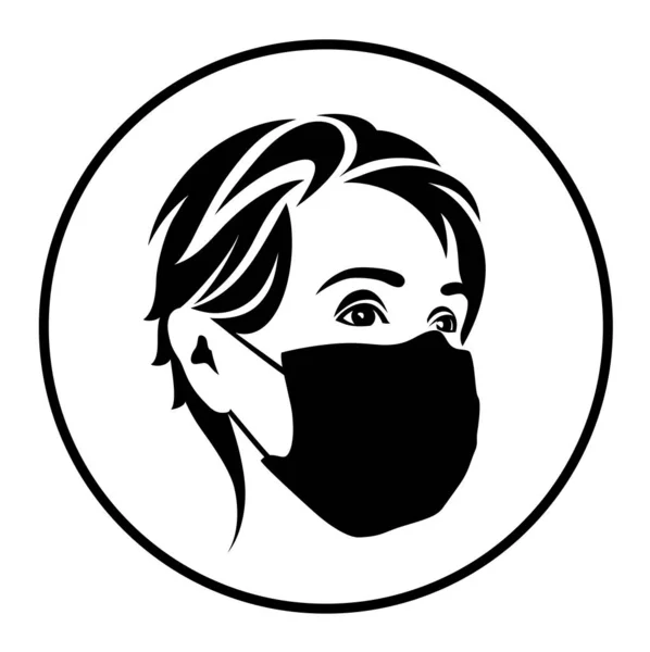 Covid Coronavirus Creative Symbol Design Human Face Medical Mask White — Stock Vector