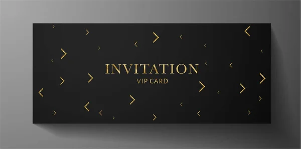 Lyxig Vip Inbjudan Mall Med Guld Gyllene Linjer Svart Bakgrund — Stock vektor