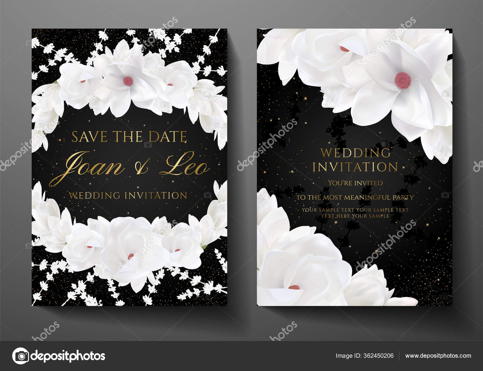 Conception Invitation Mariage Avec Couronne Fleurs Magnolia Blanc Sur Fond Image Vectorielle Par Shiny777 C Illustration