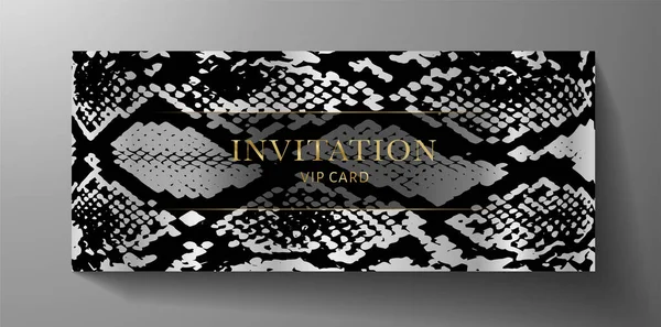 Lujosa Plantilla Vip Invitation Con Estampado Animal Piel Serpiente Sobre — Vector de stock