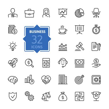 Business and finance web icon set - outline icon collection, vector clipart