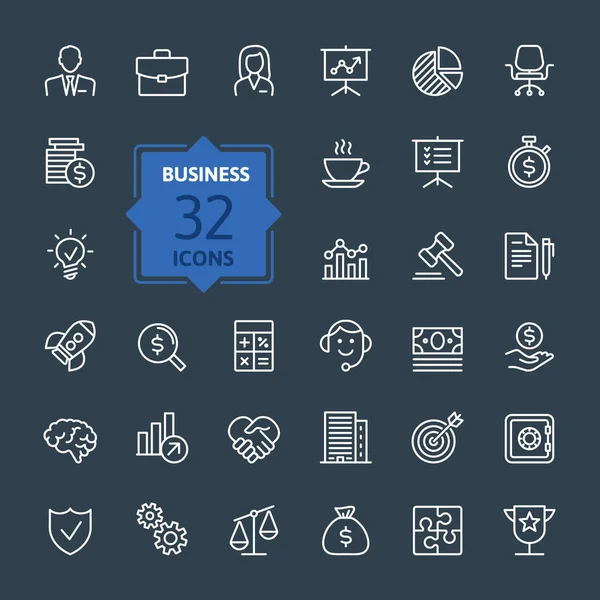 Business e finanza web icon set - schema icona raccolta, vettore — Vettoriale Stock