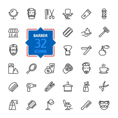Berber - anahat web simge seti, vektör, ince çizgi Icons collection