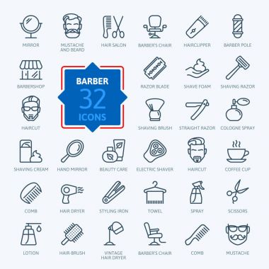 Berber - anahat web simge seti, vektör, ince çizgi Icons collection