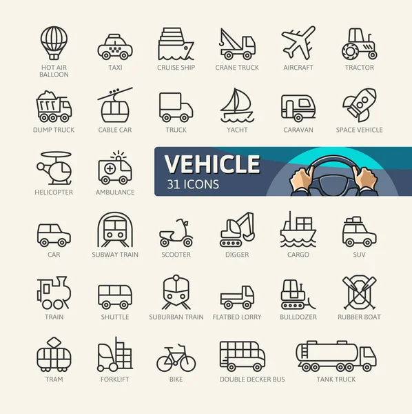 Transport Fahrzeug Und Lieferung Elemente Minimale Dünne Linie Web Icon — Stockvektor