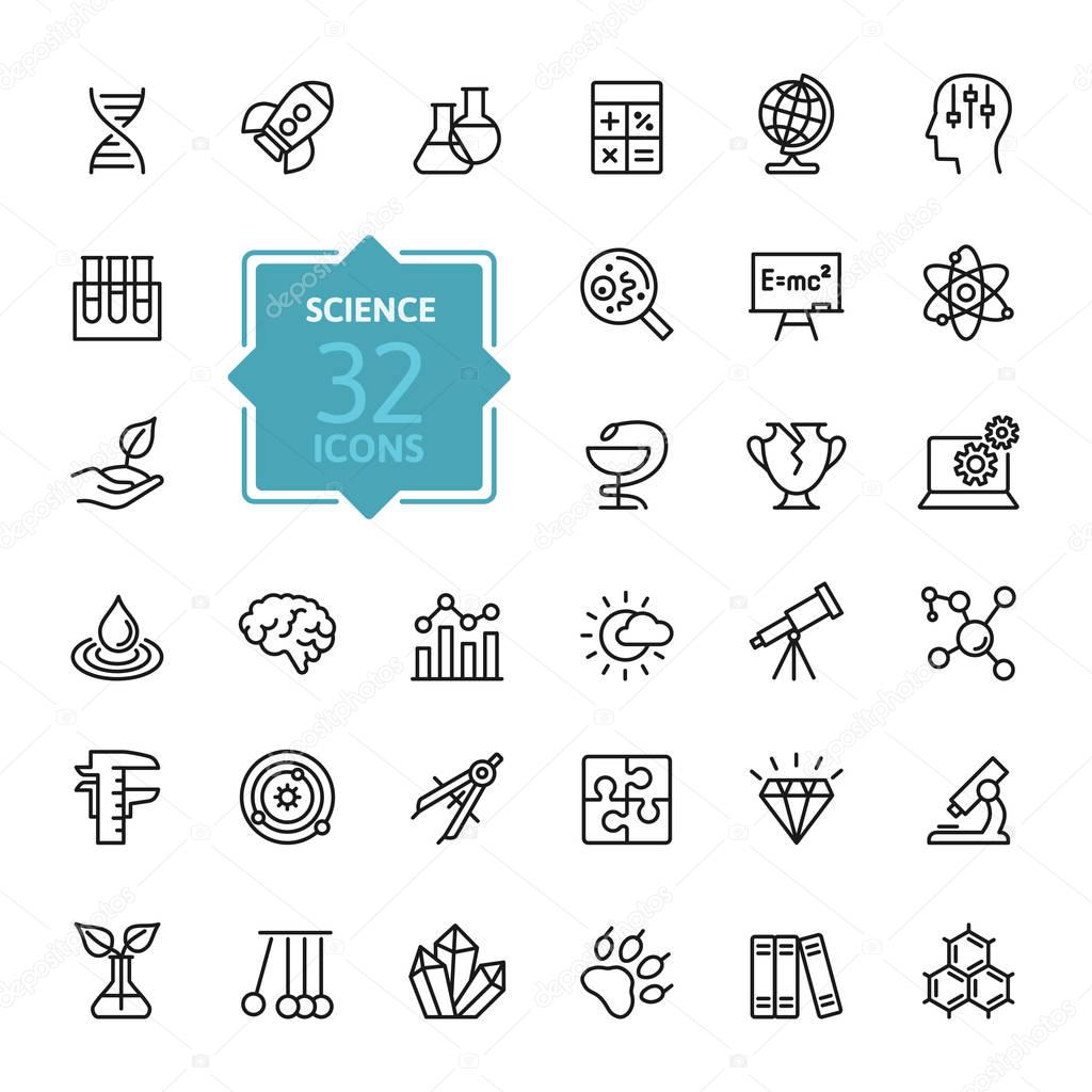 Science, scientific activityelements - minimal thin line web icon set. Outline icons collection. Simple vector illustration.