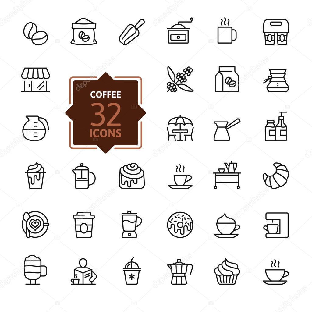 Coffee maker, coffee house, coffee shop elements - minimal thin line web icon set. Outline icons collection. Simple vector illustration.