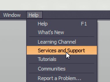 Software menu item with support service command clipart