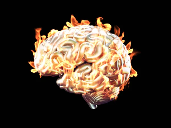 Brennendes Gehirn isoliert — Stockfoto