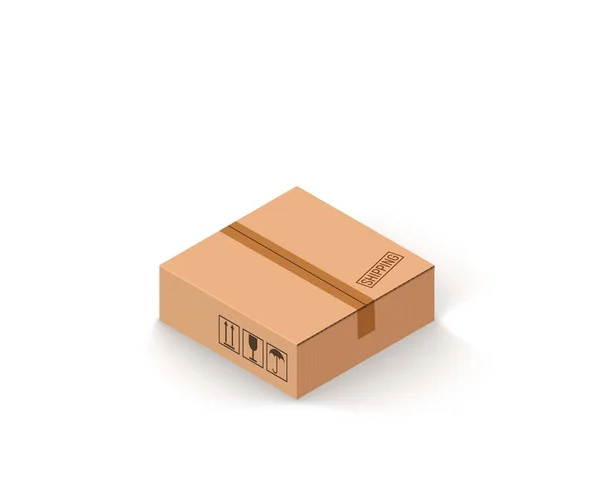 Zamknięte pudełko tekturowe na paczki izolowane na biało — Wektor stockowy