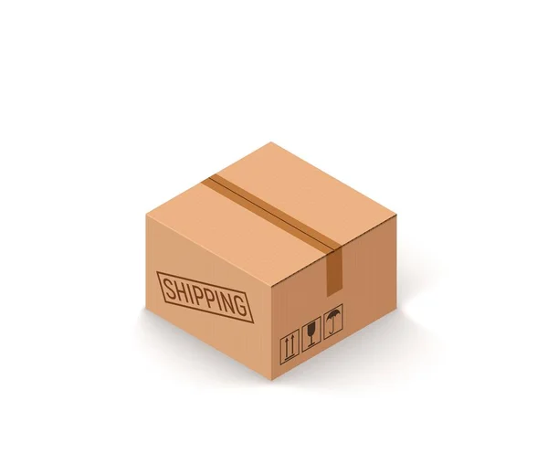 Closed parcel cardboard box isolated on white — 스톡 벡터