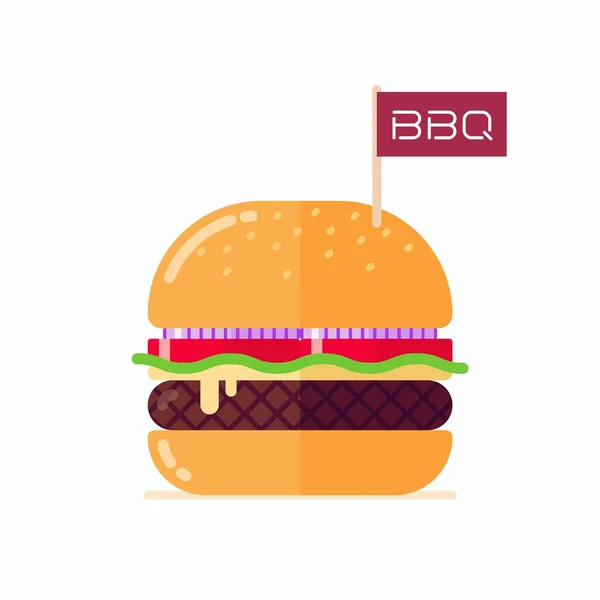 Grande cheeseburger com pequena bandeira —  Vetores de Stock