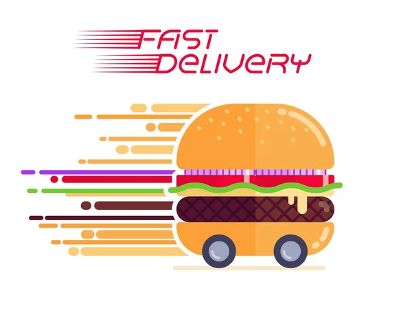 Hamburguesa grande queso en movimiento — Vector de stock