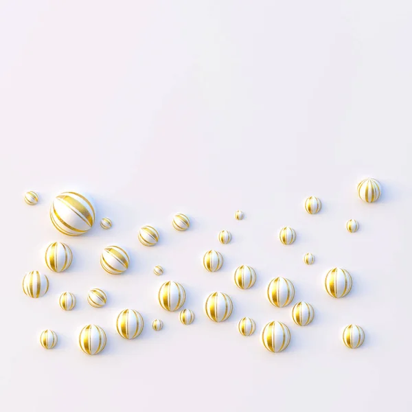 Illustration Abstract Background White Balls Stripe Gold Various Sizes Isolated — 스톡 사진